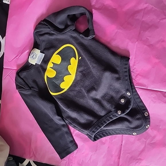 6-2m DC Comics Batman long sleeve black logo diaper shirt onsie - Picture 1 of 1